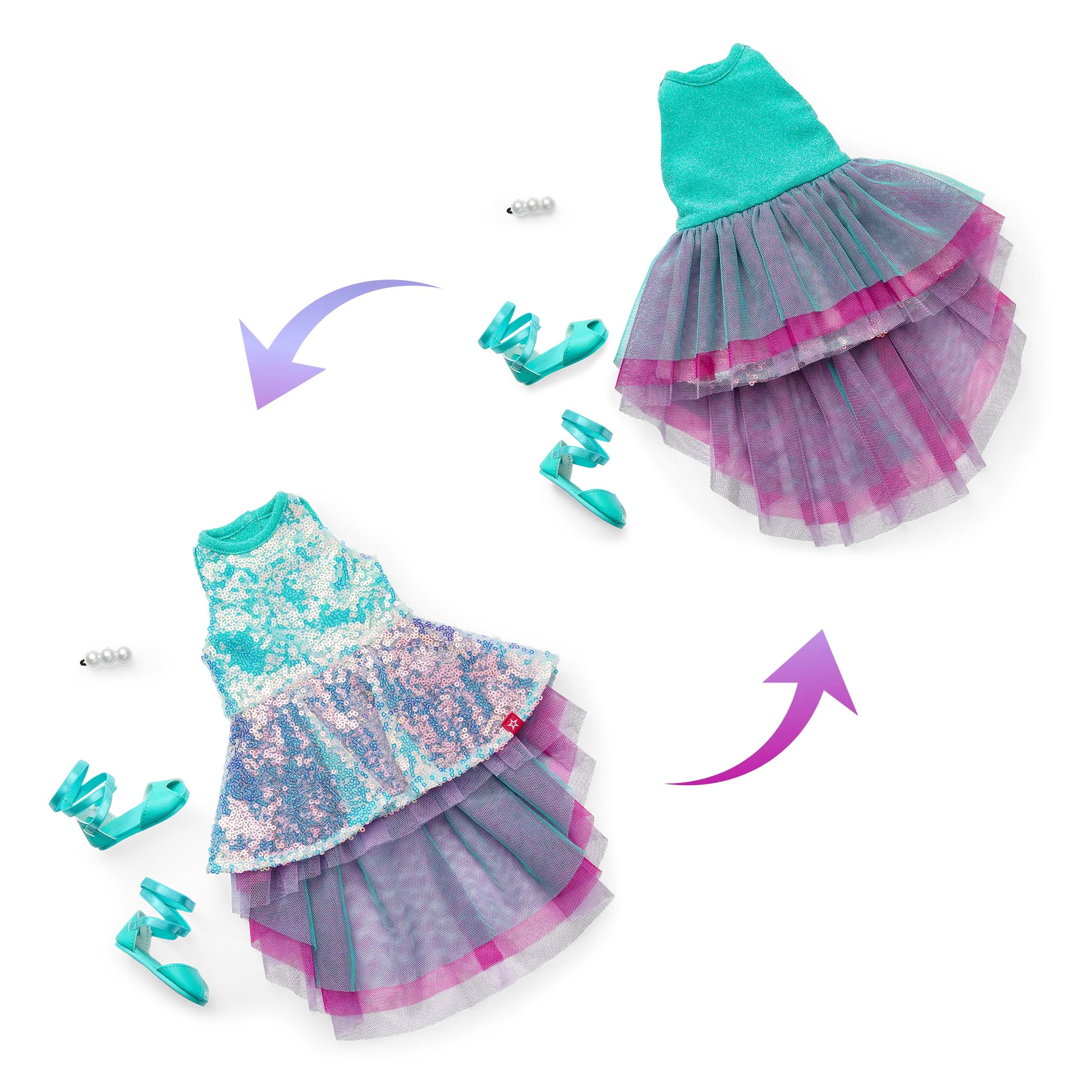 Glam Shimmering Ocean Outfit For 18-Inch Dolls - Image 2