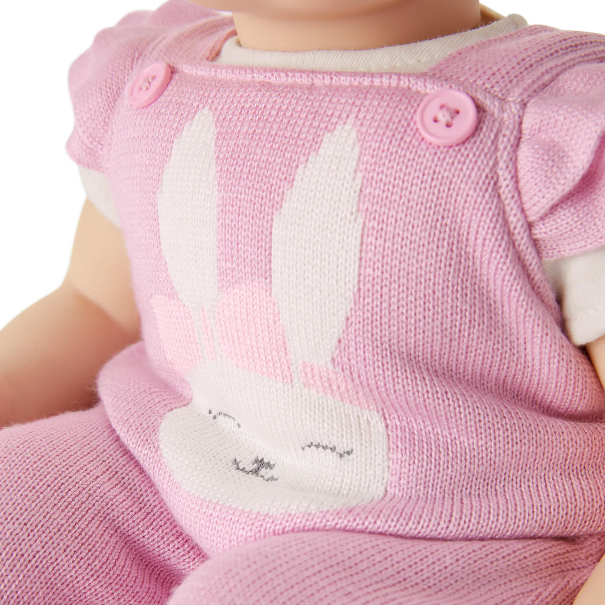Pink Bunny Overalls Set For Bitty Baby Dolls - Image 3