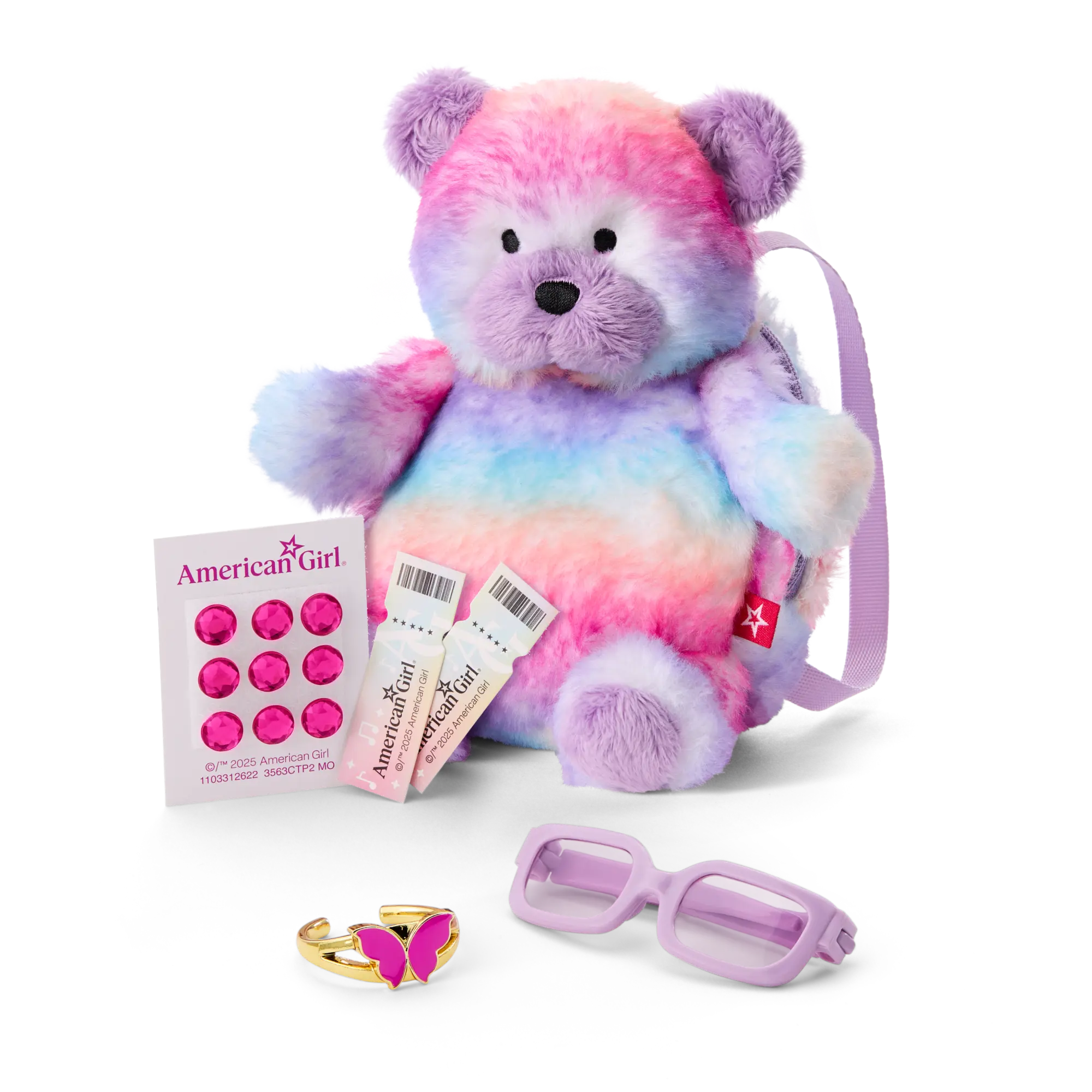 Colorful Teddy Bear Backpack & Accessory Set For 18-Inch Dolls