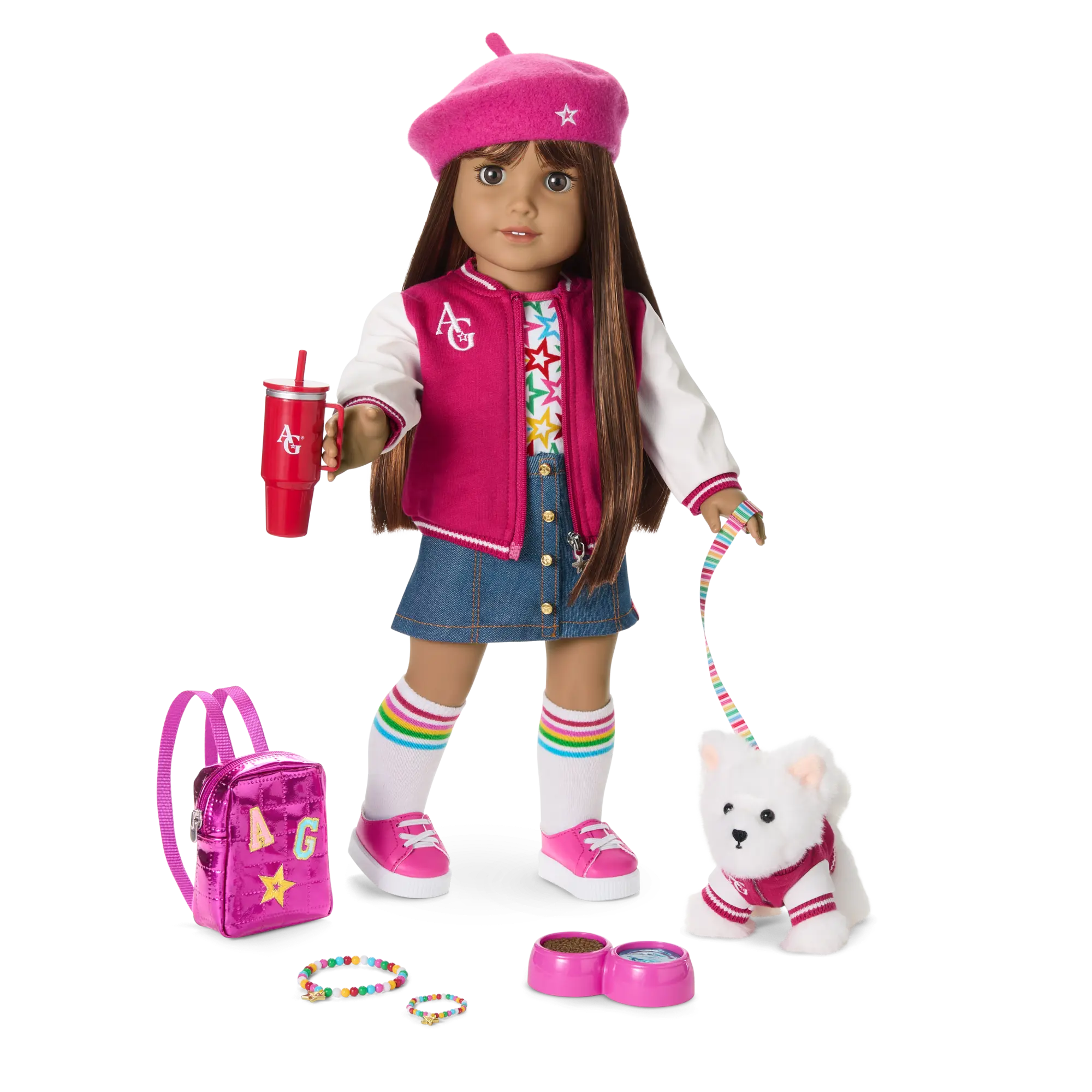Truly Me 18-Inch Doll #122, Puppy, Mini Backpack & Accessories Ag Star Squad Bundle