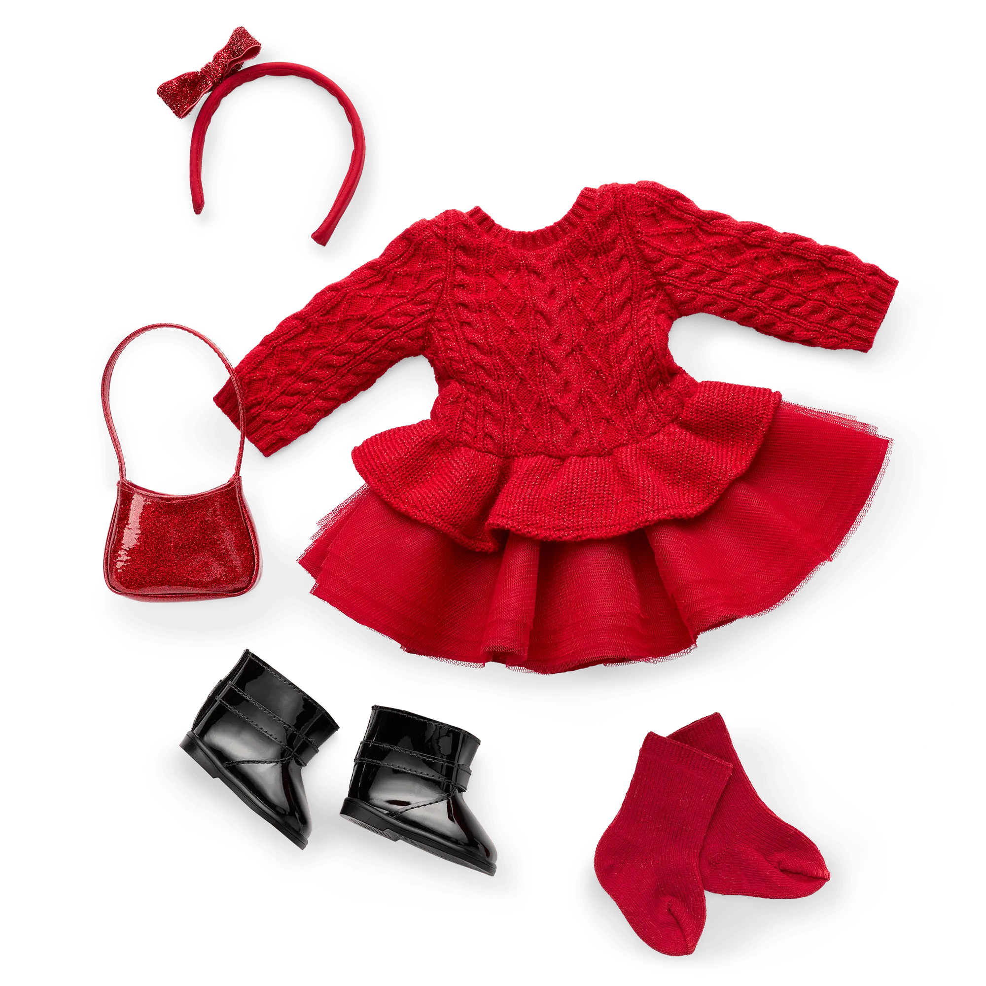 American Girl X Something Navy Crimson Sparkle Sweater Dress For 18-Inch Dolls