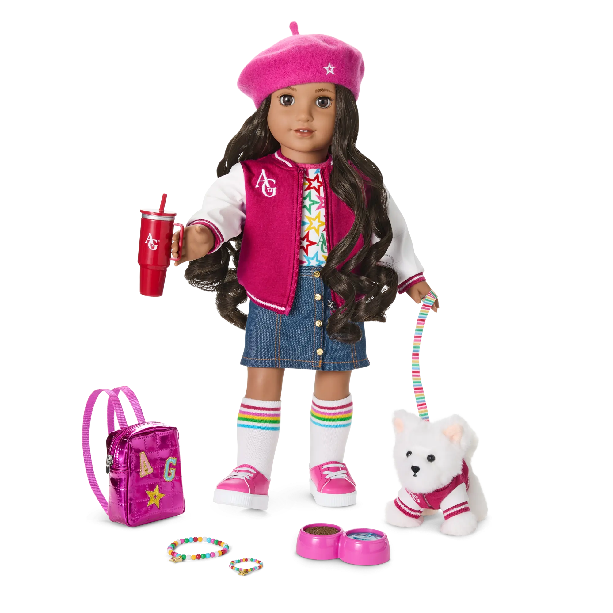 Truly Me 18-Inch Doll #108, Puppy, Mini Backpack & Accessories Ag Star Squad Bundle