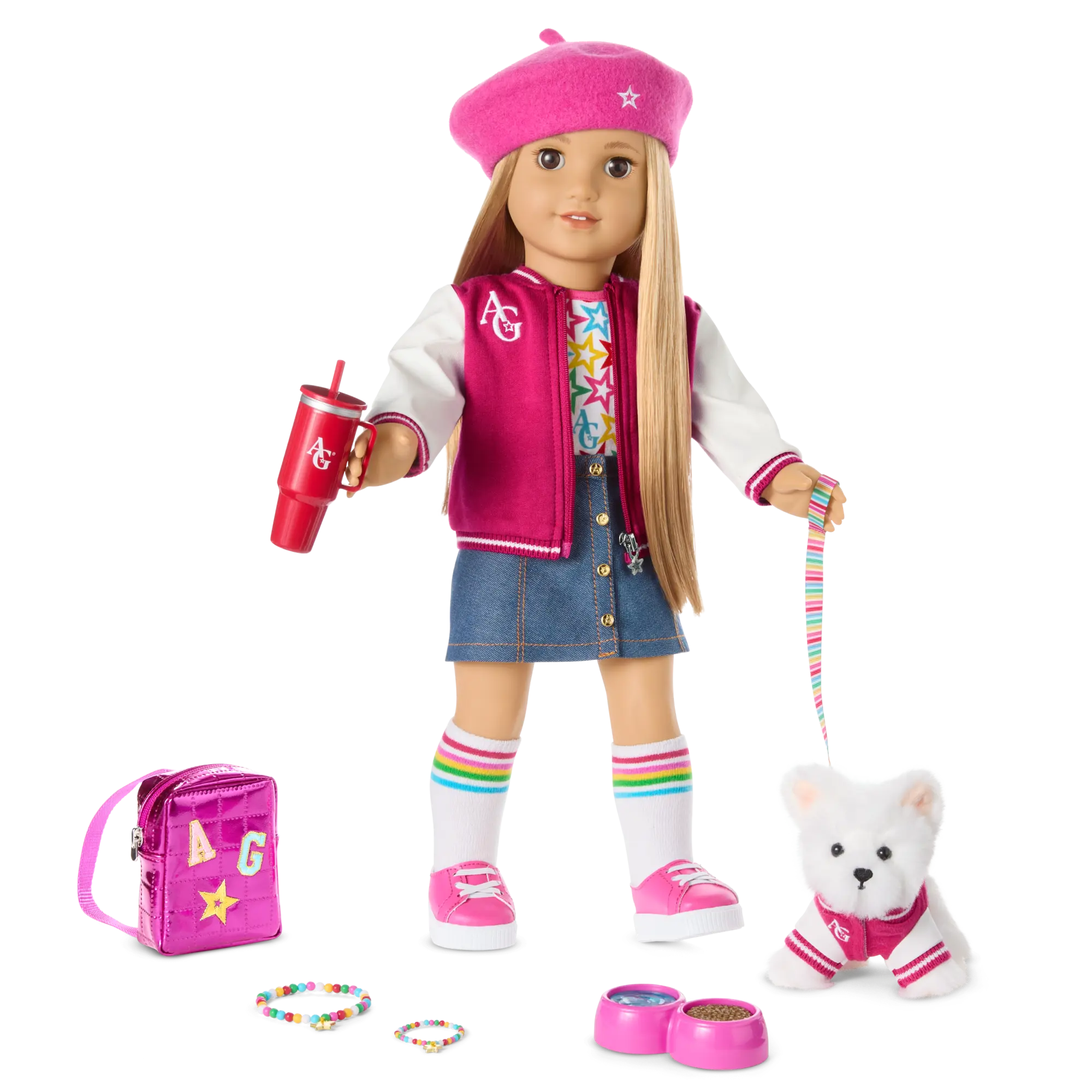 Truly Me 18-Inch Doll #131, Puppy, Mini Backpack & Accessories Ag Star Squad Bundle