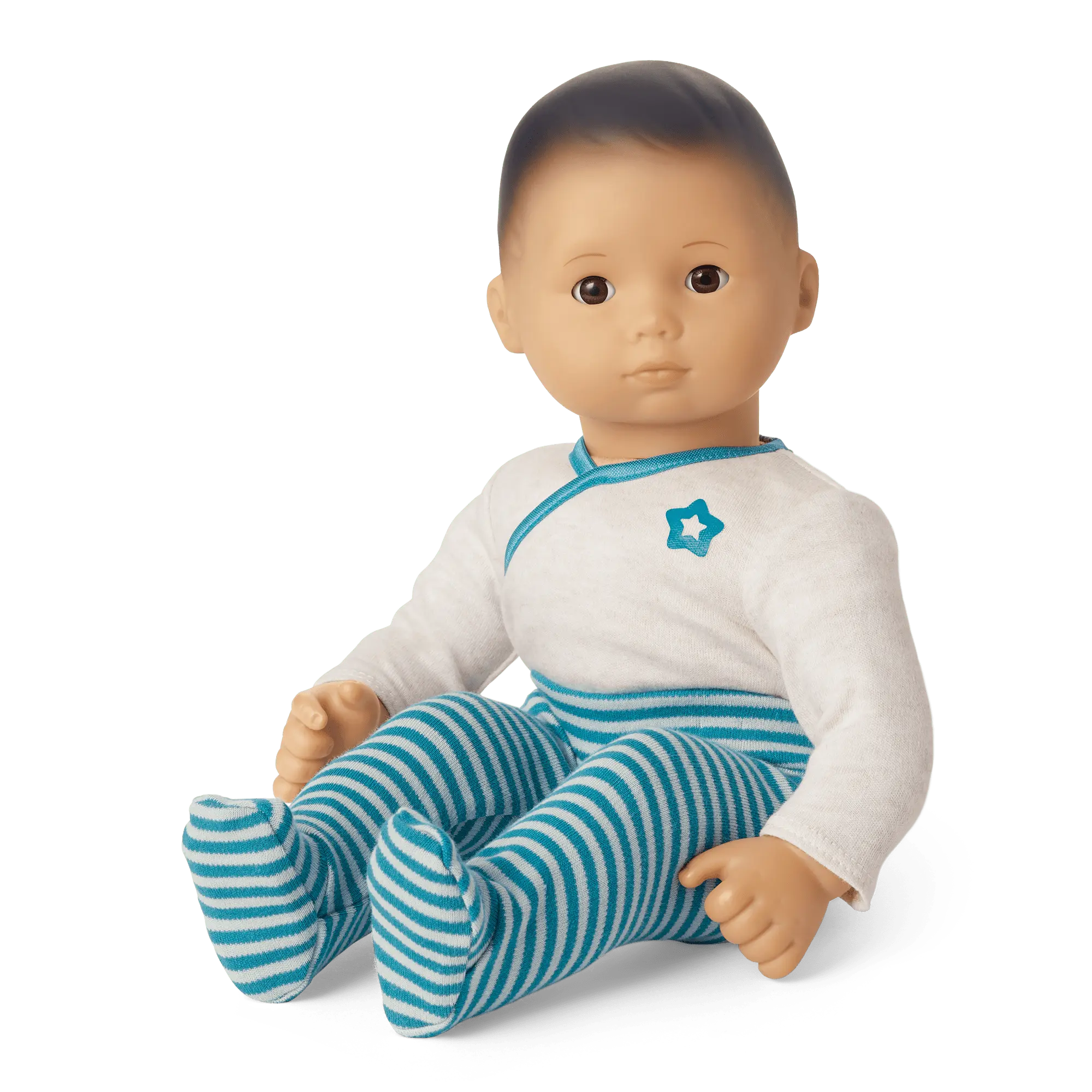 Bitty Baby Doll #4 With Black Hair In Soft Blue