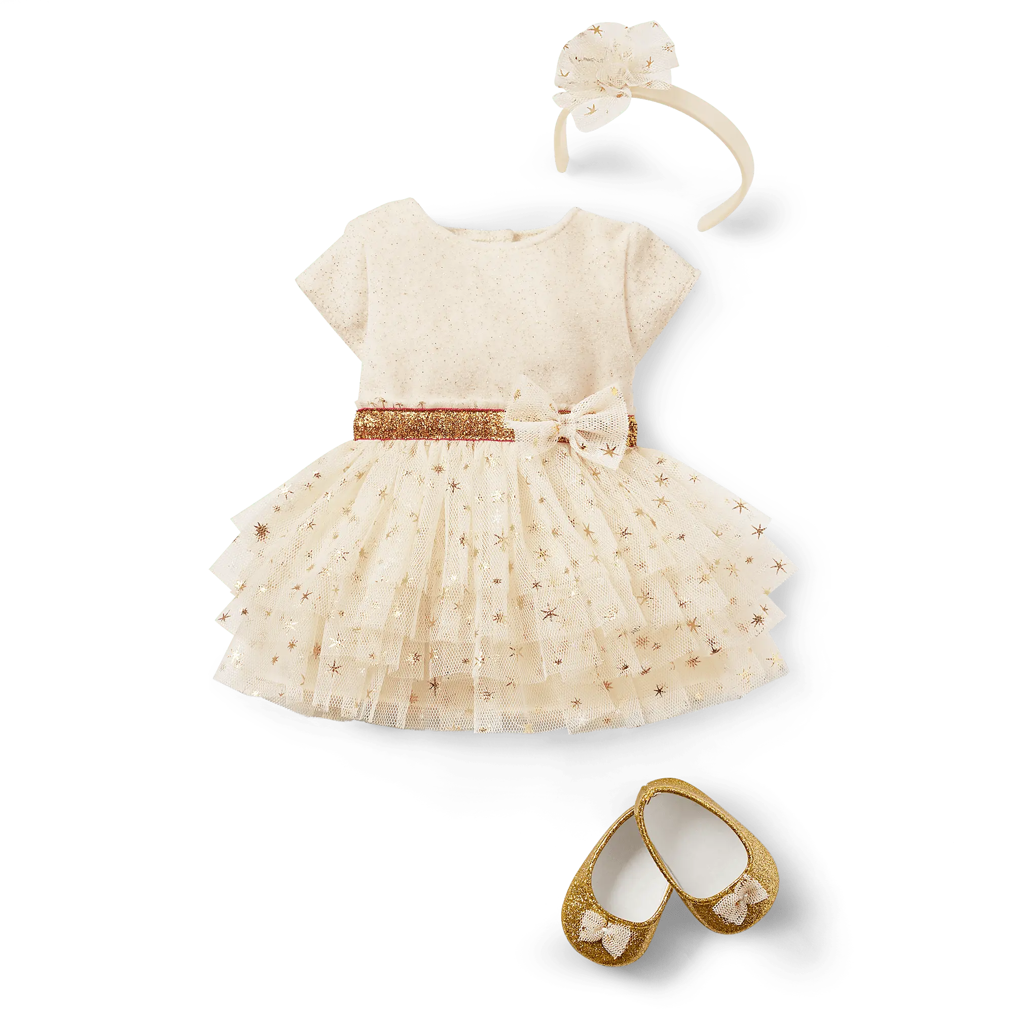 Golden Twinkle Dress For Little Girls & Bitty Baby Dolls - Image 4