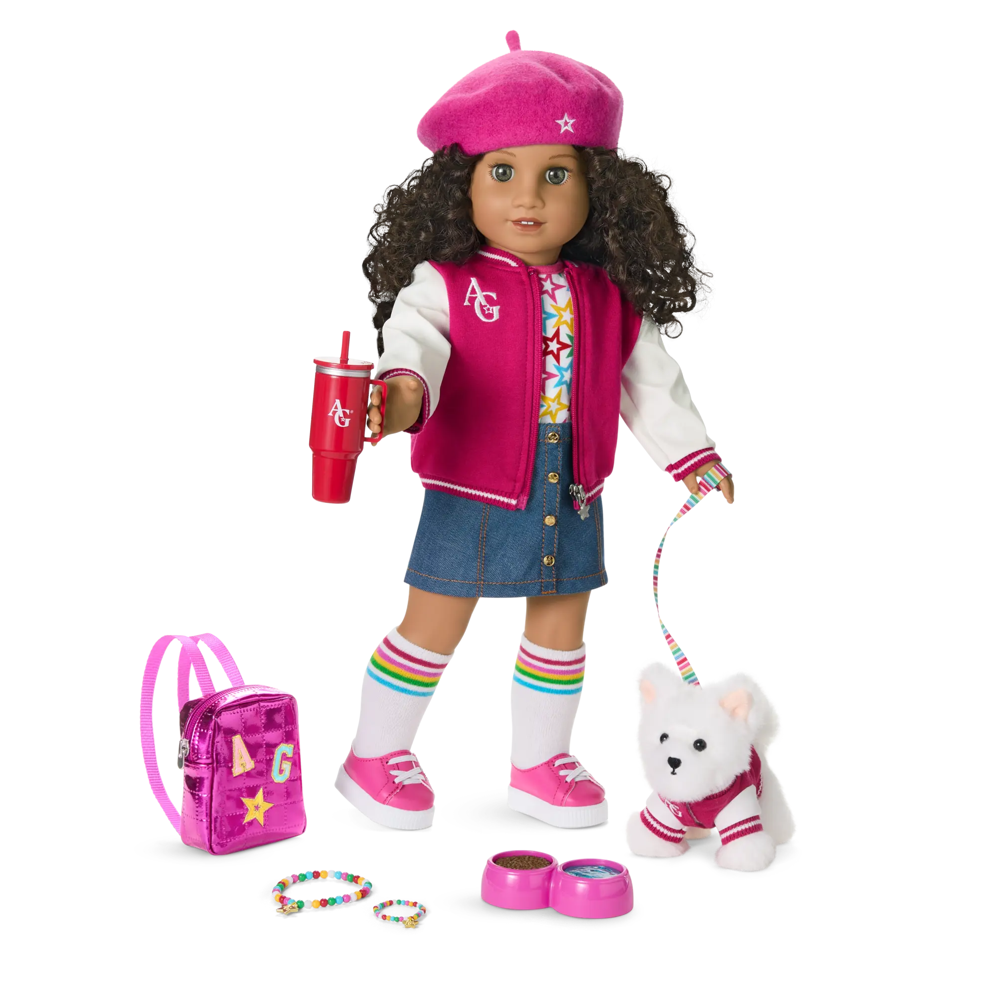 Truly Me 18-Inch Doll #132, Puppy, Mini Backpack & Accessories Ag Star Squad Bundle