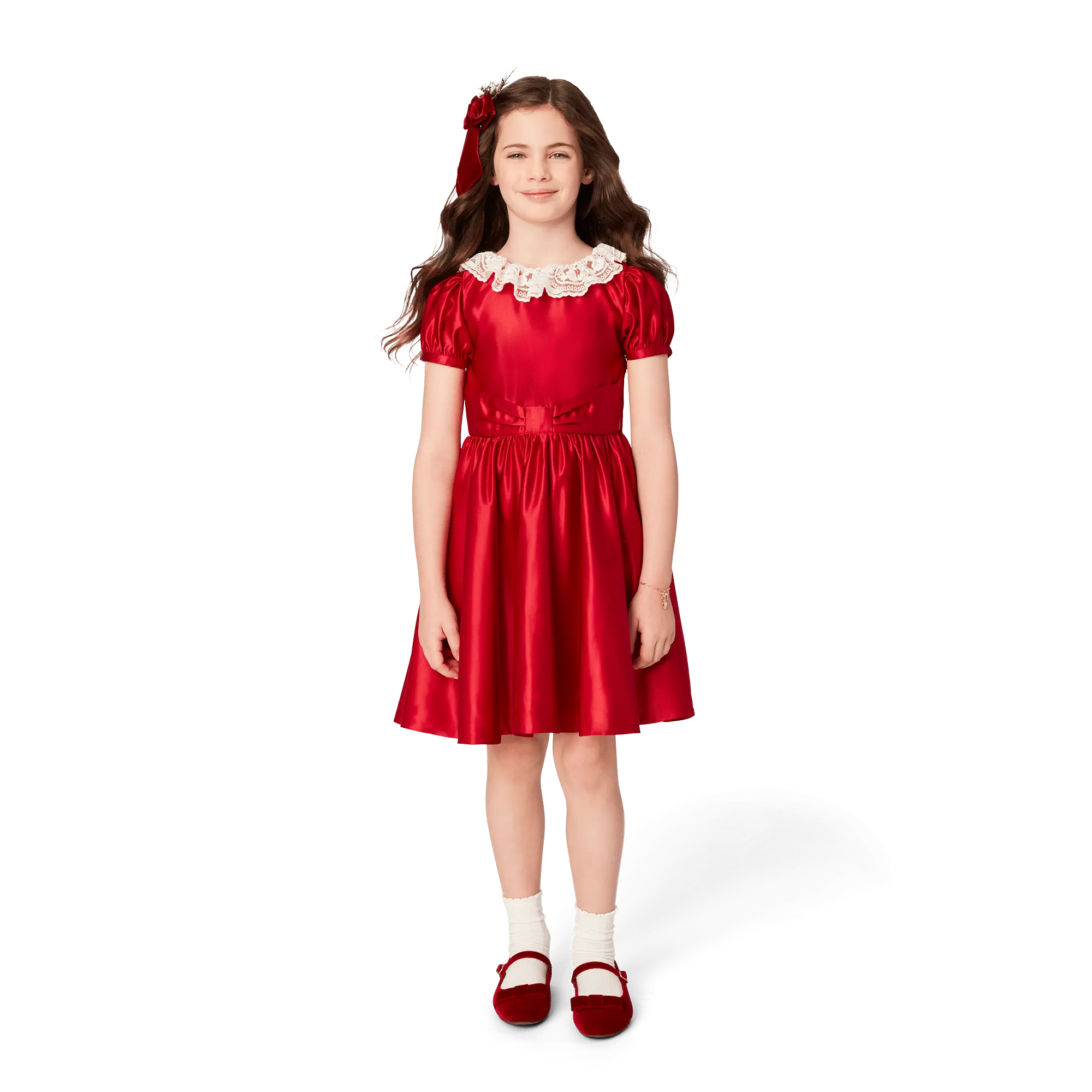 American Girl X Janie And Jack Holly-Red Party Dress For Girls