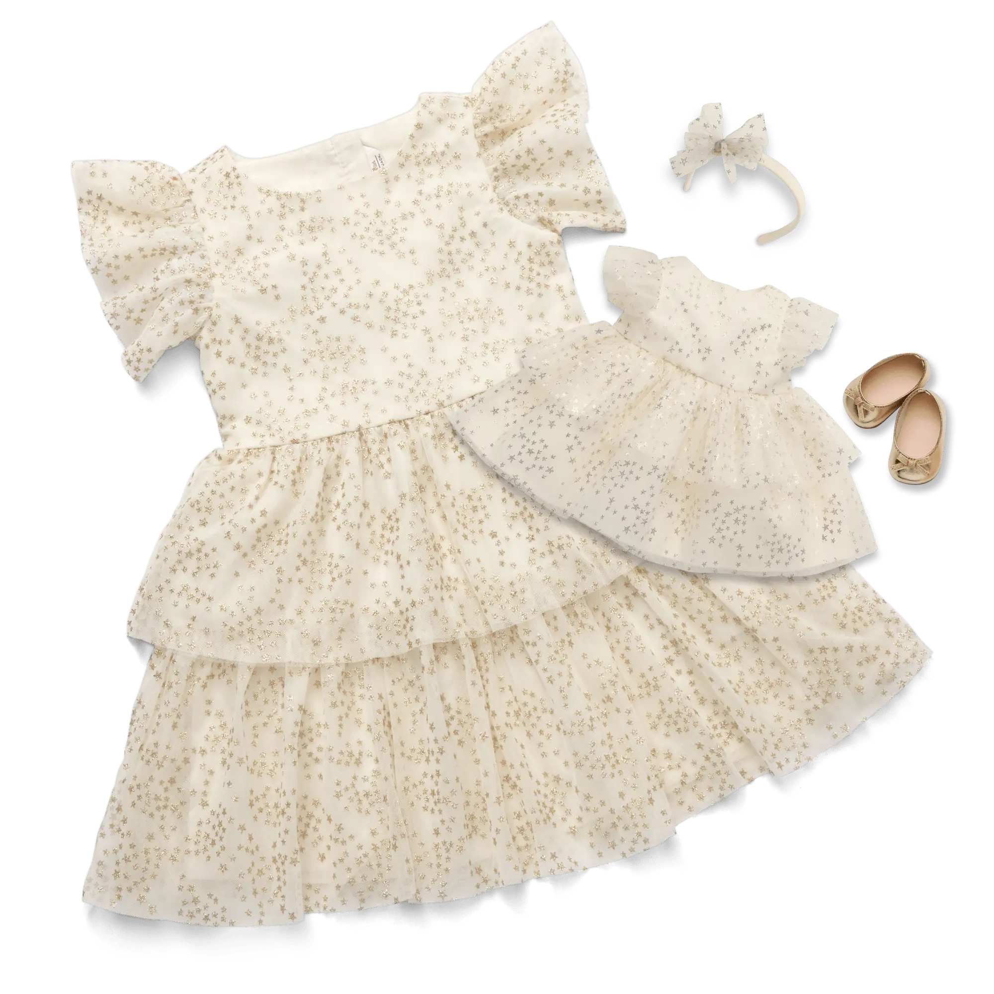 American Girl X Janie And Jack Sparkly Cream Celebration Dress For Little Girls & Bitty Baby Dolls - Image 2