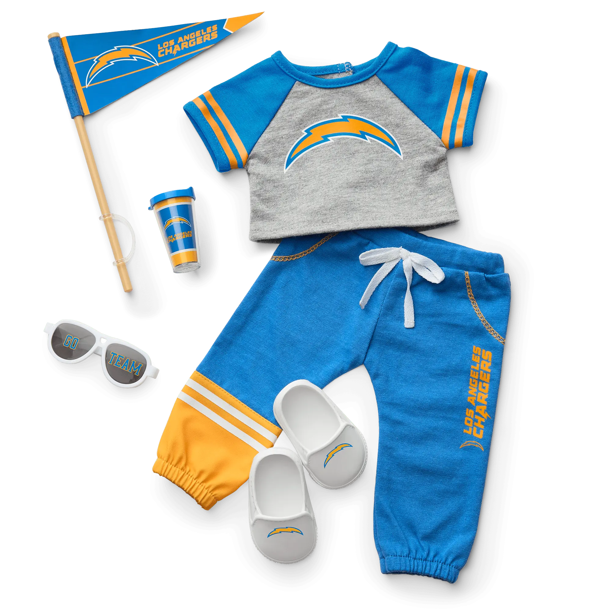 American Girl X Nfl Los Angeles Chargers Fan Outfit & Accessories For 18-Inch Dolls