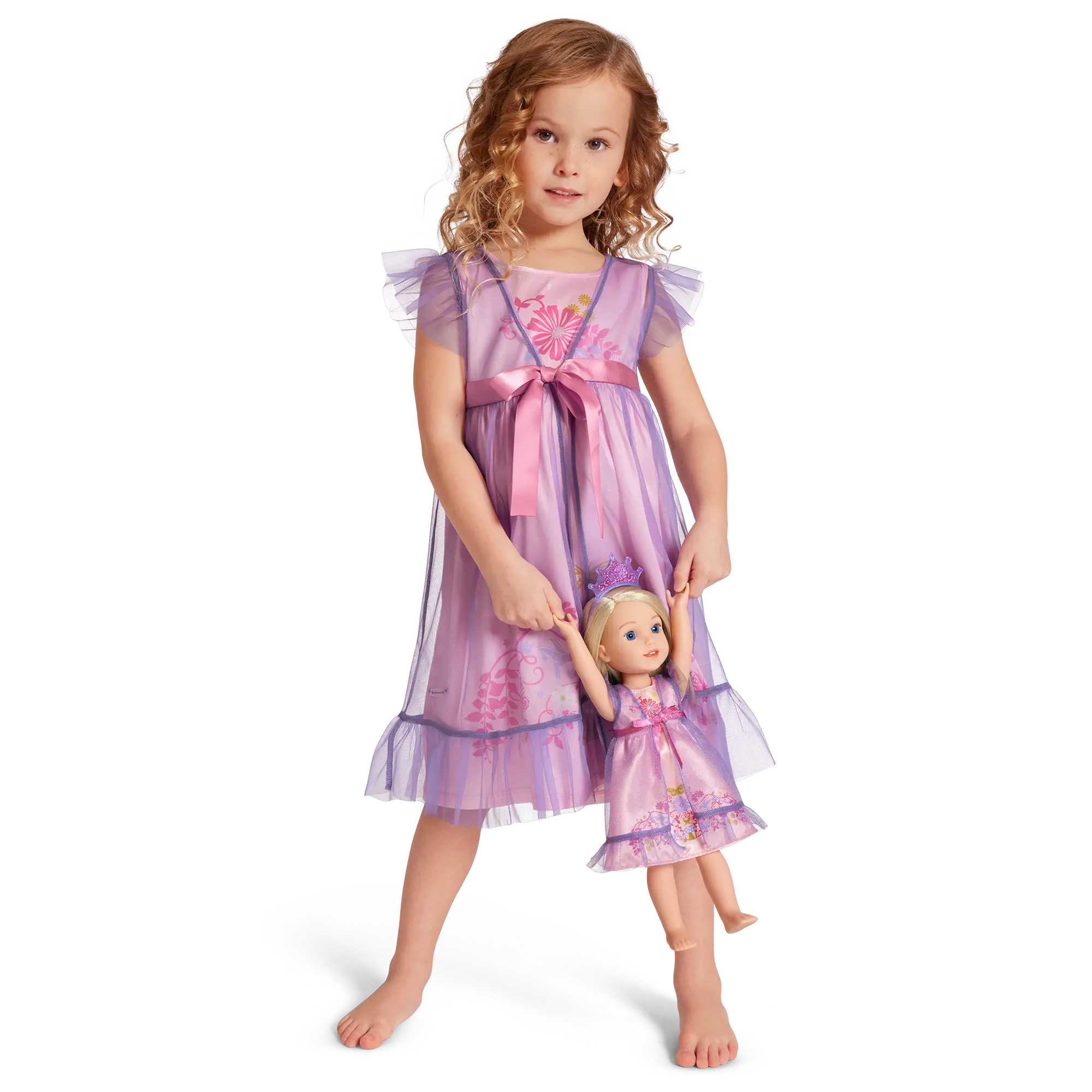 Royal Ruffles Nightie And Robe For Little Girls & Welliewishers Dolls