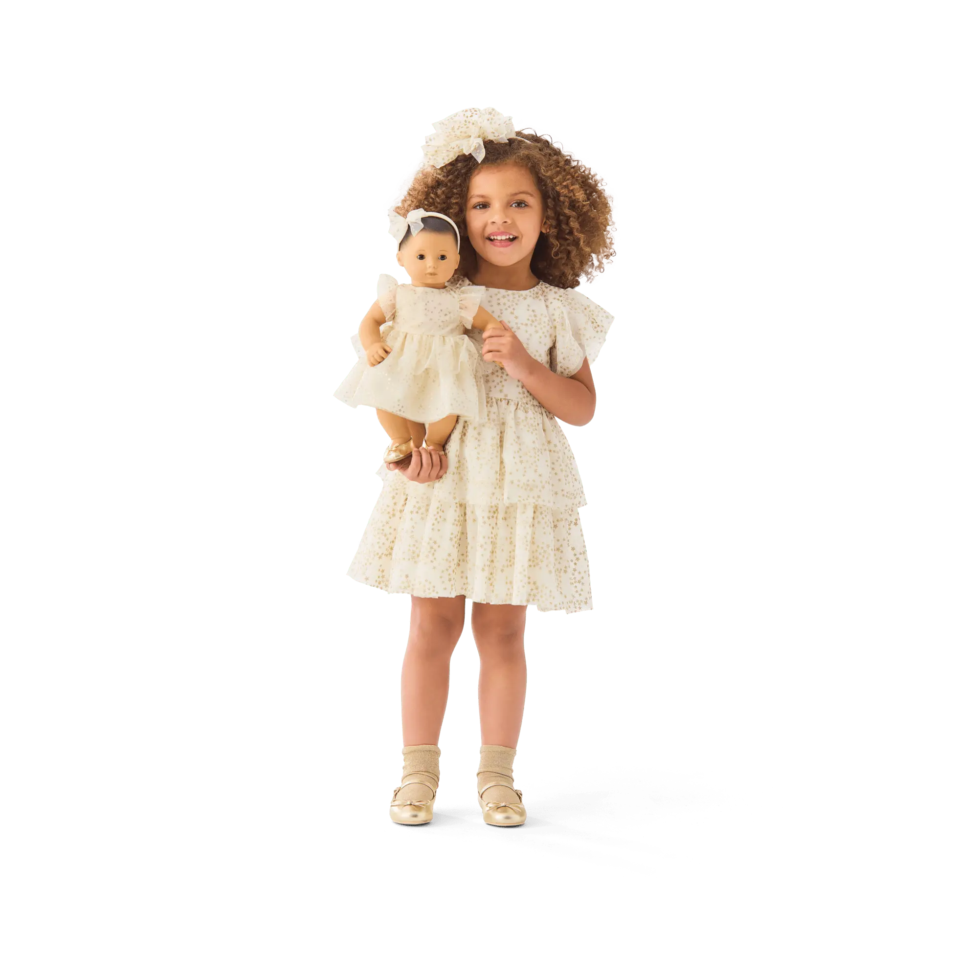 American Girl X Janie And Jack Sparkly Cream Celebration Dress For Little Girls & Bitty Baby Dolls