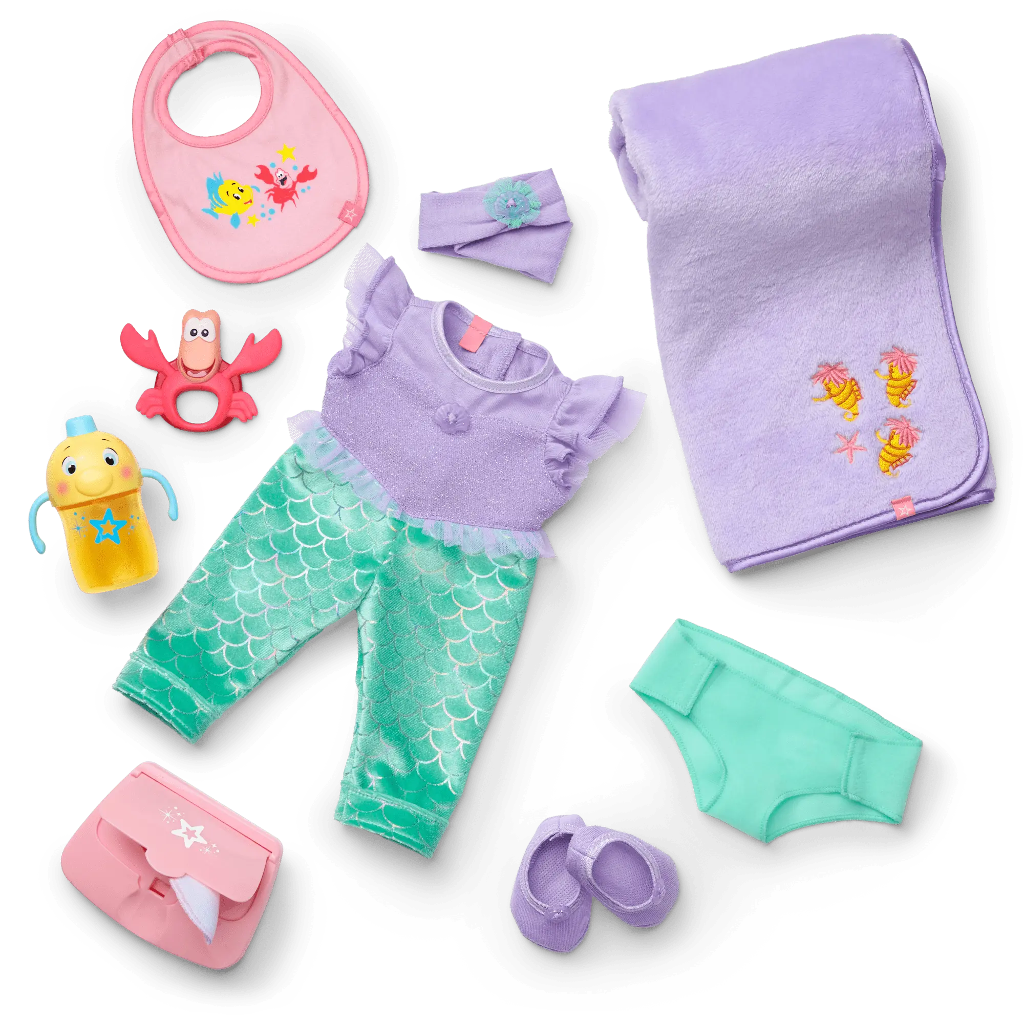 Disney Princess Ariel Cuddle & Care Set With Bitty Baby Doll By American Girl - Image 11
