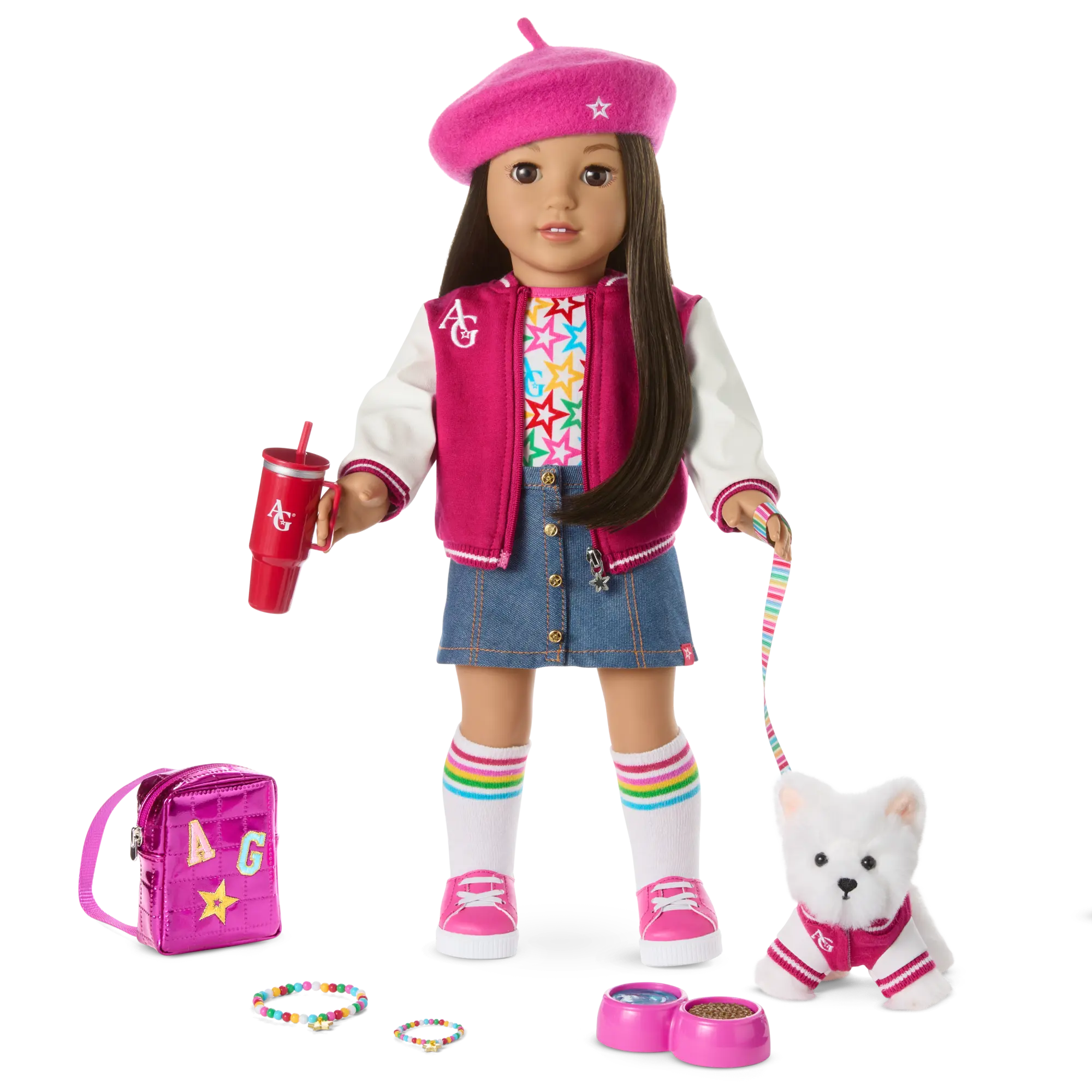 Truly Me 18-Inch Doll #124, Puppy, Mini Backpack & Accessories Ag Star Squad Bundle