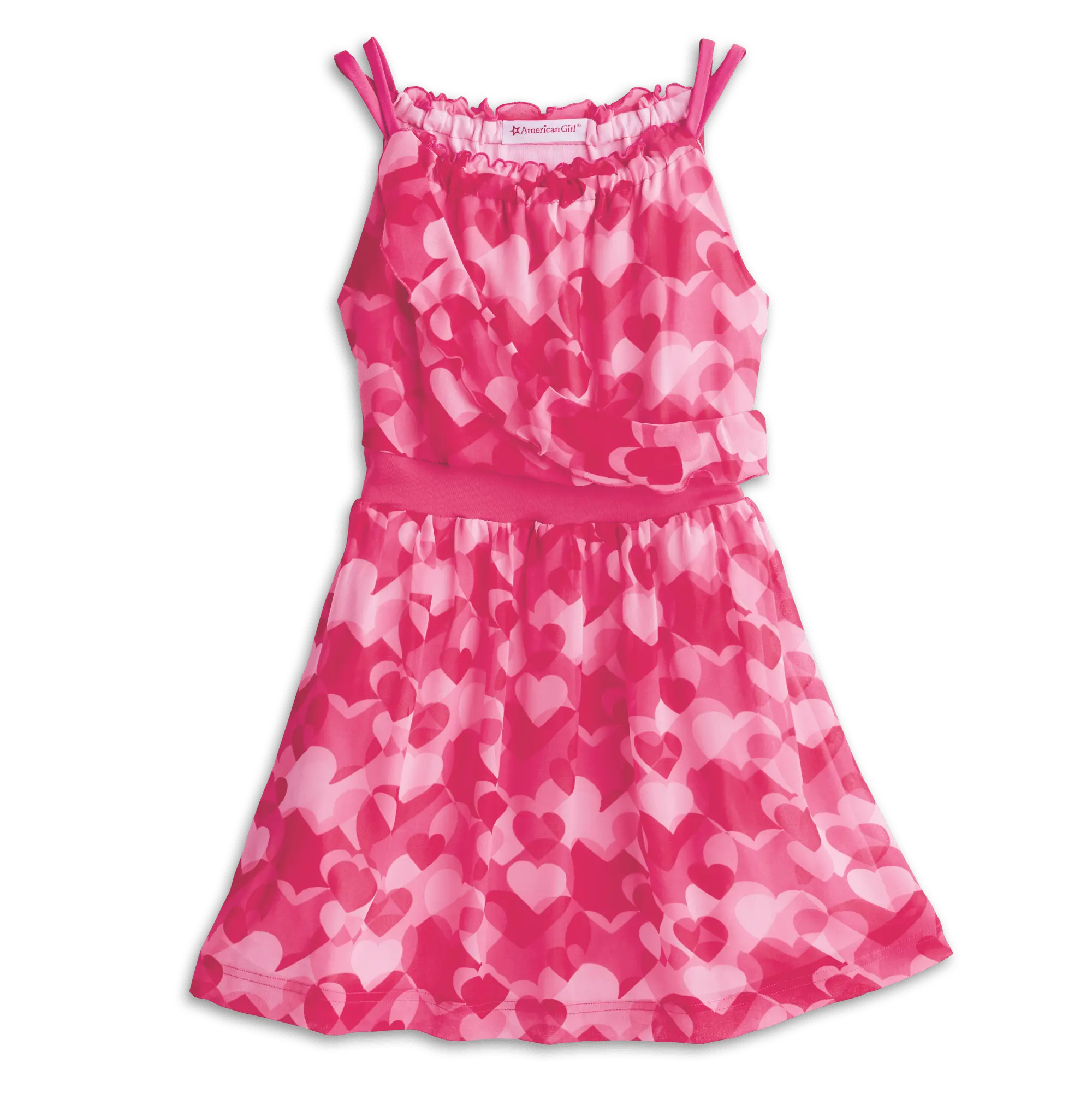 Red Hearts Ruffle Dress For Girls