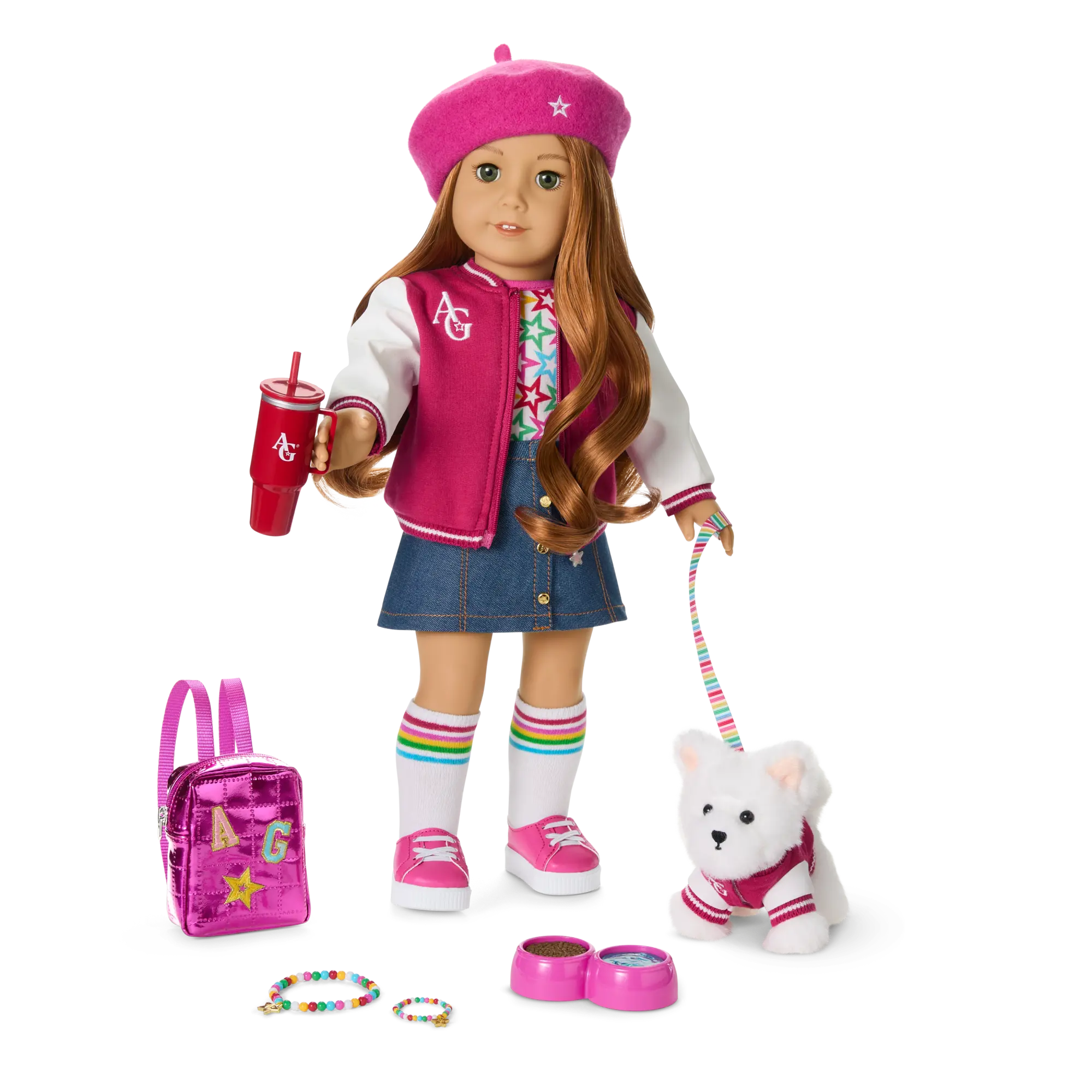 Truly Me 18-Inch Doll #103, Puppy, Mini Backpack & Accessories Ag Star Squad Bundle