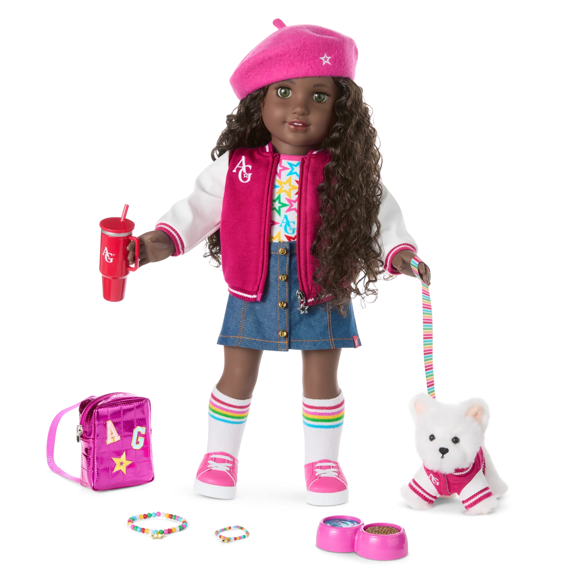 Truly Me 18-Inch Doll #127, Puppy, Mini Backpack & Accessories Ag Star Squad Bundle
