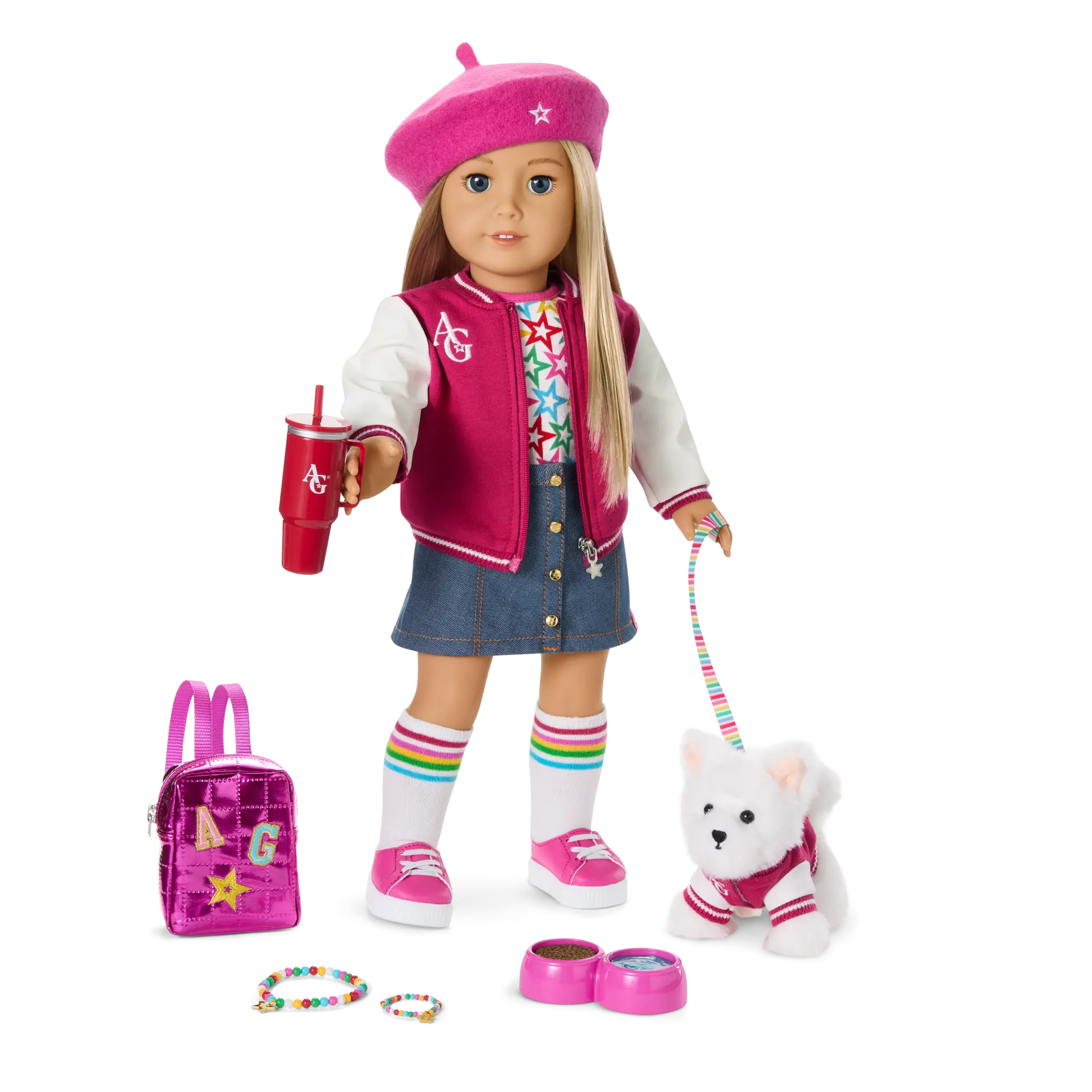 Truly Me 18-Inch Doll #100, Puppy, Mini Backpack & Accessories Ag Star Squad Bundle