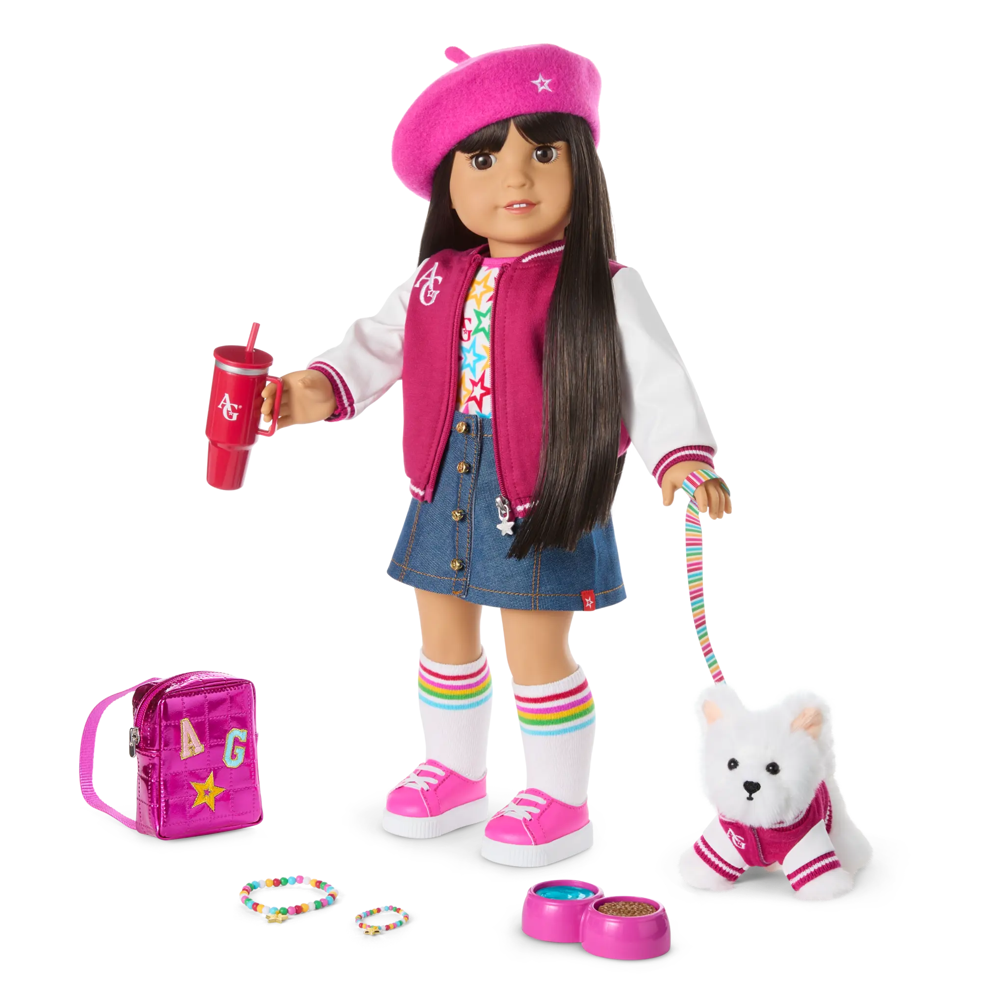 Truly Me 18-Inch Doll #130, Puppy, Mini Backpack & Accessories Ag Star Squad Bundle