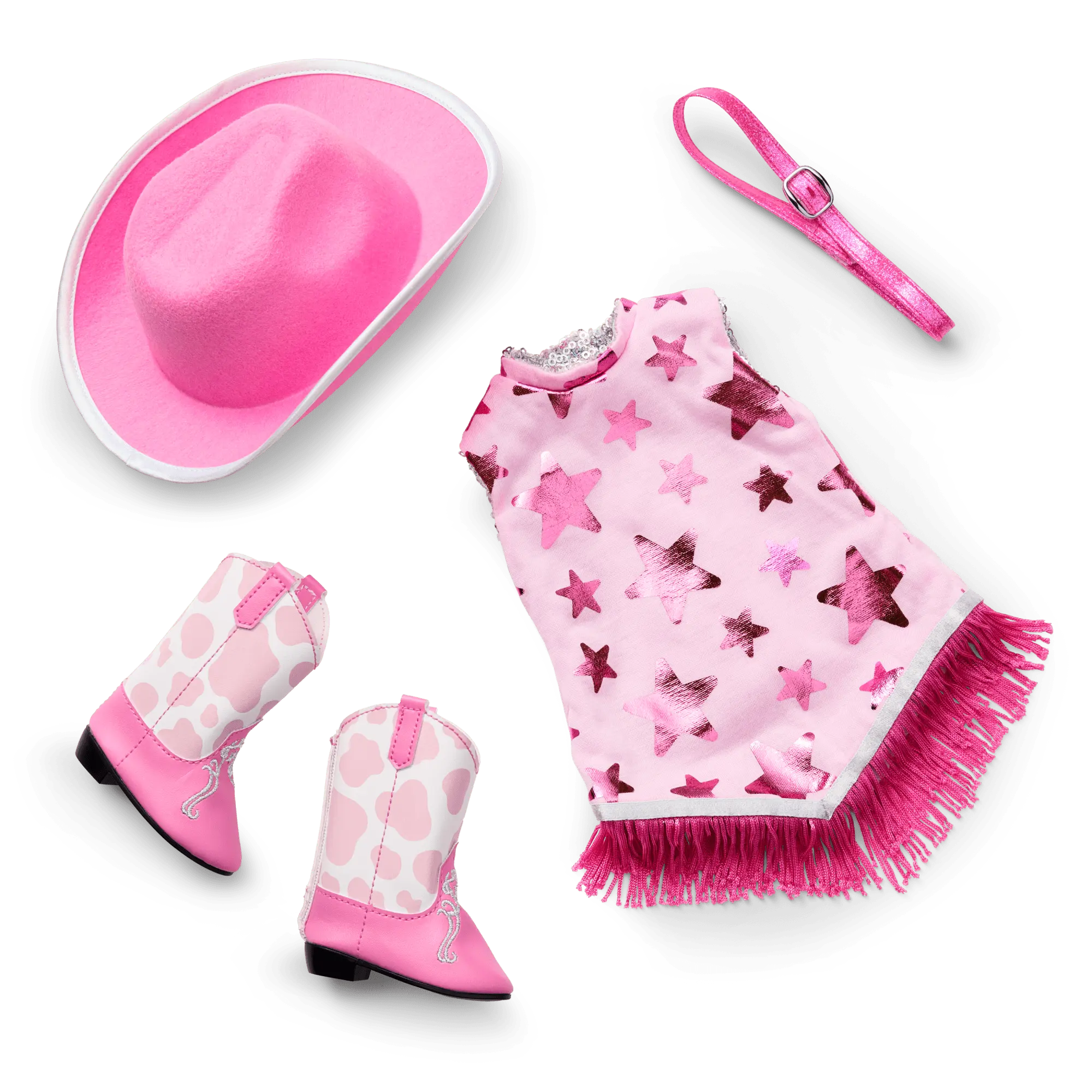 Glam Pink Cowgirl Outfit & Pink Spotted Cow Backpack & Accessory Set Bundle - Image 2