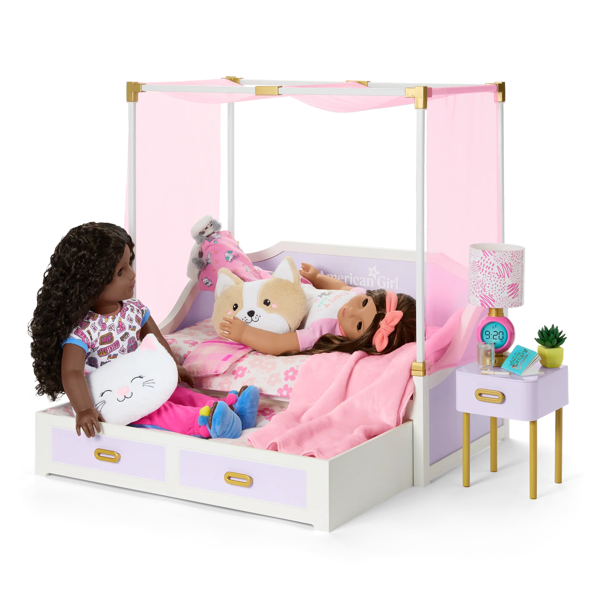 All Set For Sleepovers Canopy Bed & Nightstand For 18-Inch Dolls - Image 8