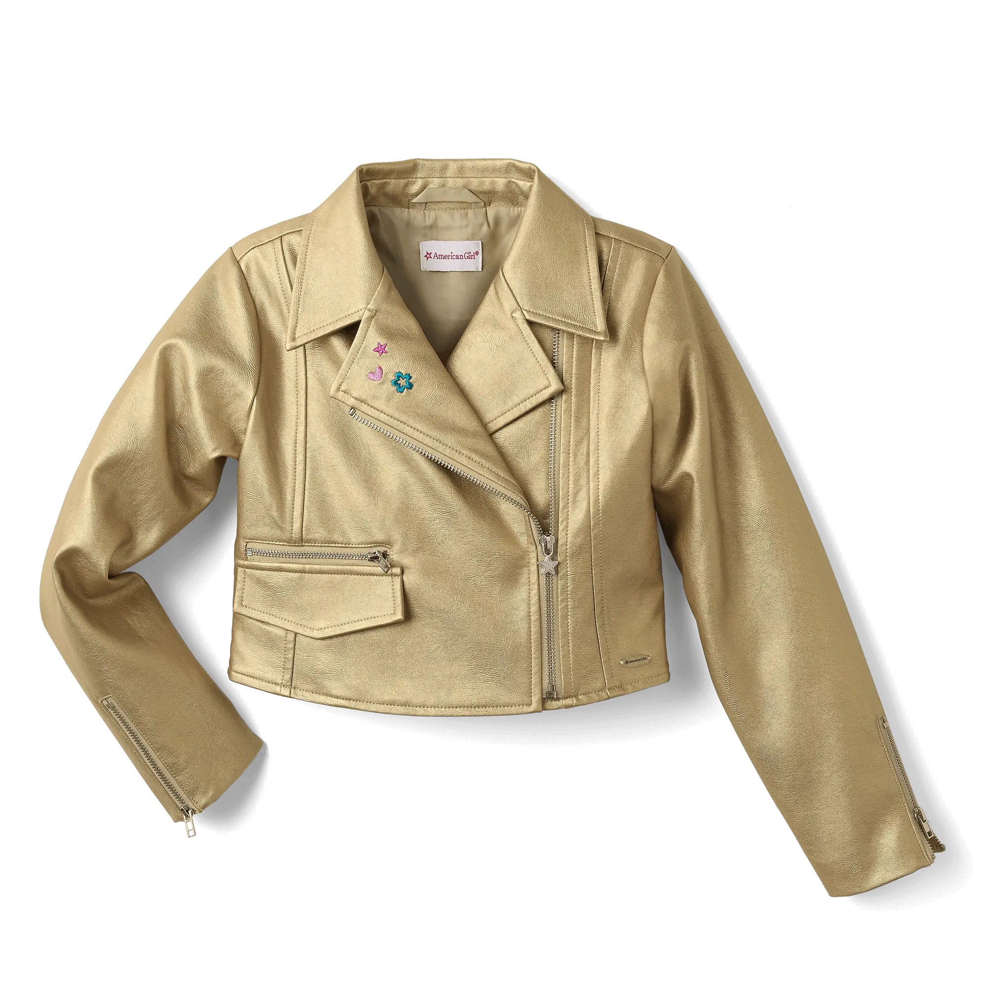 Gold Moto Jacket For Girls - Image 3
