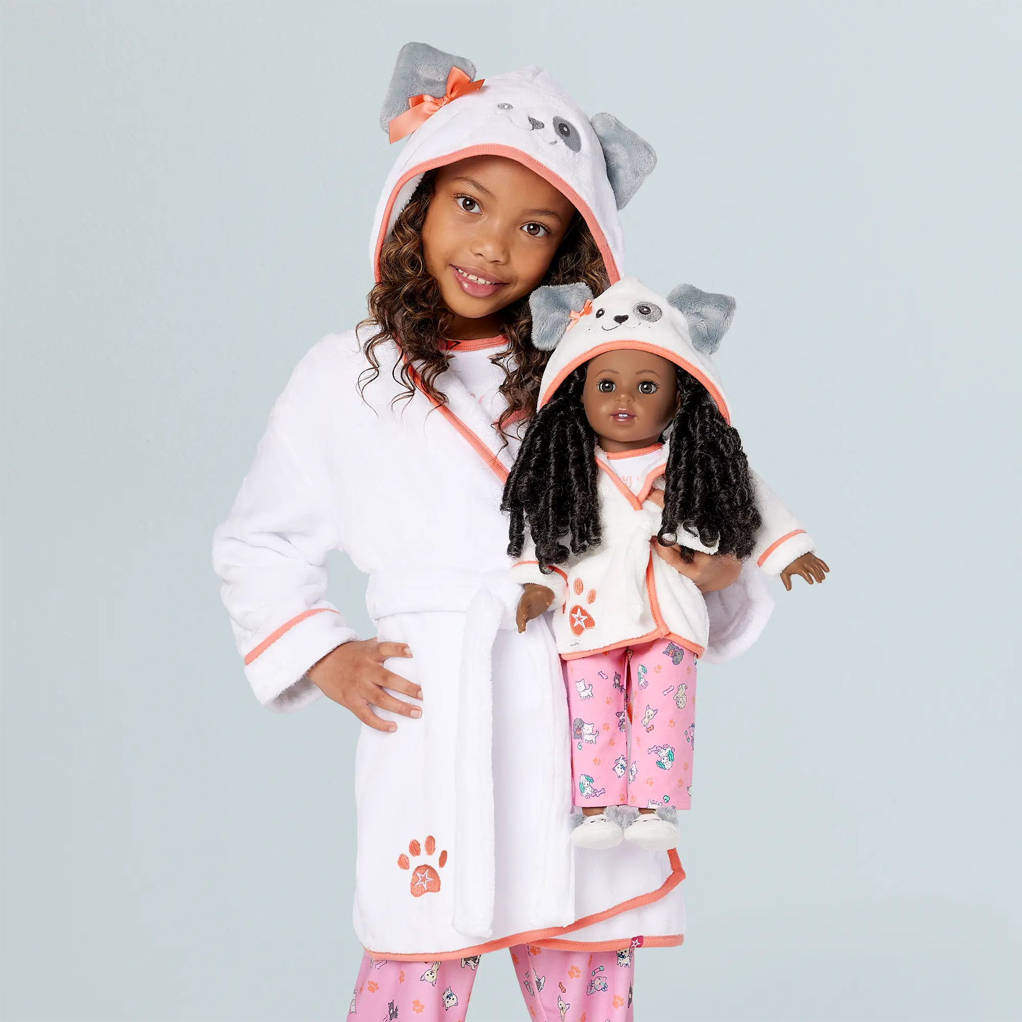 Comfy Puppy Robe Set For Girls & 18-Inch Dolls - Image 2