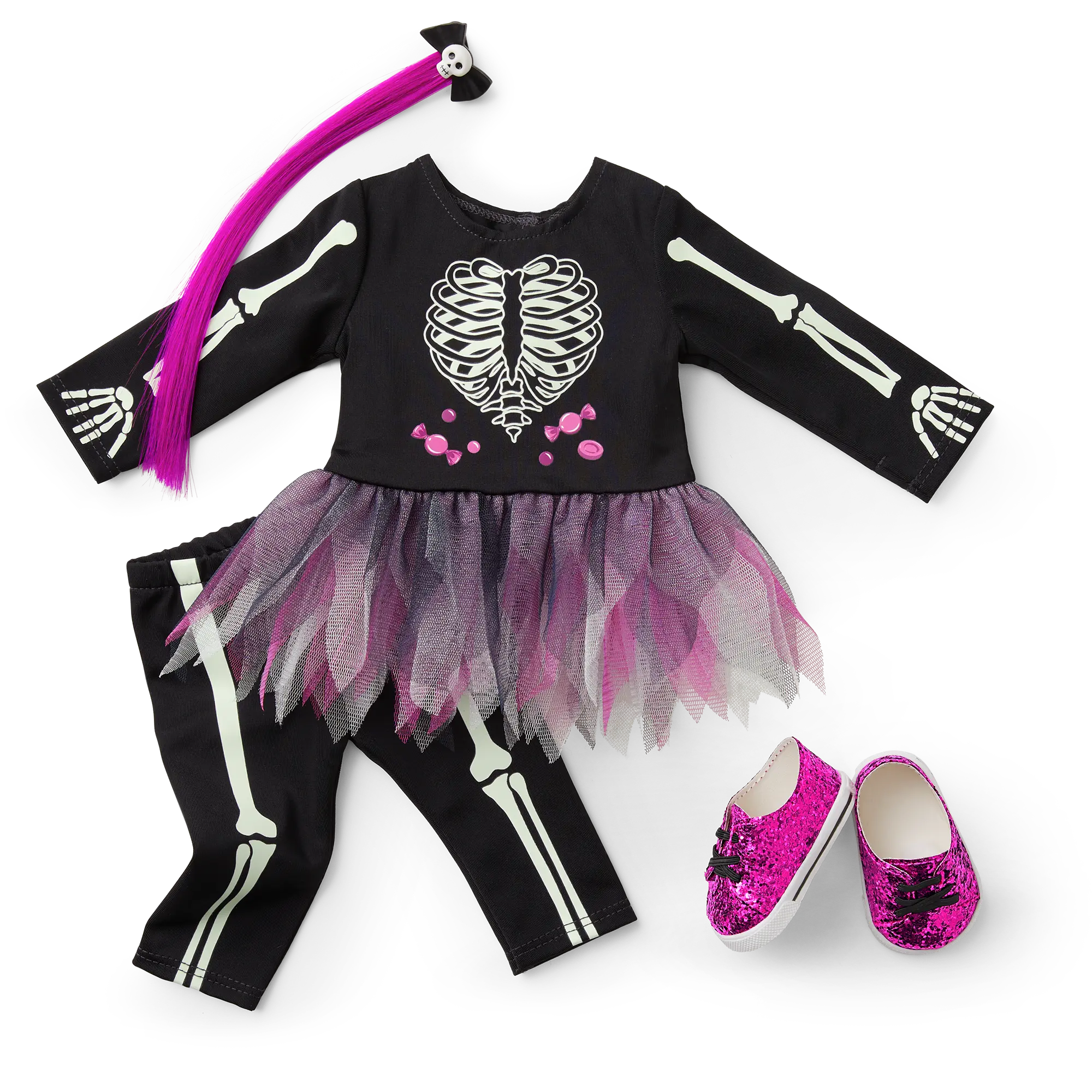 You Glow, Girl! Skeleton Costume For 18-Inch Dolls