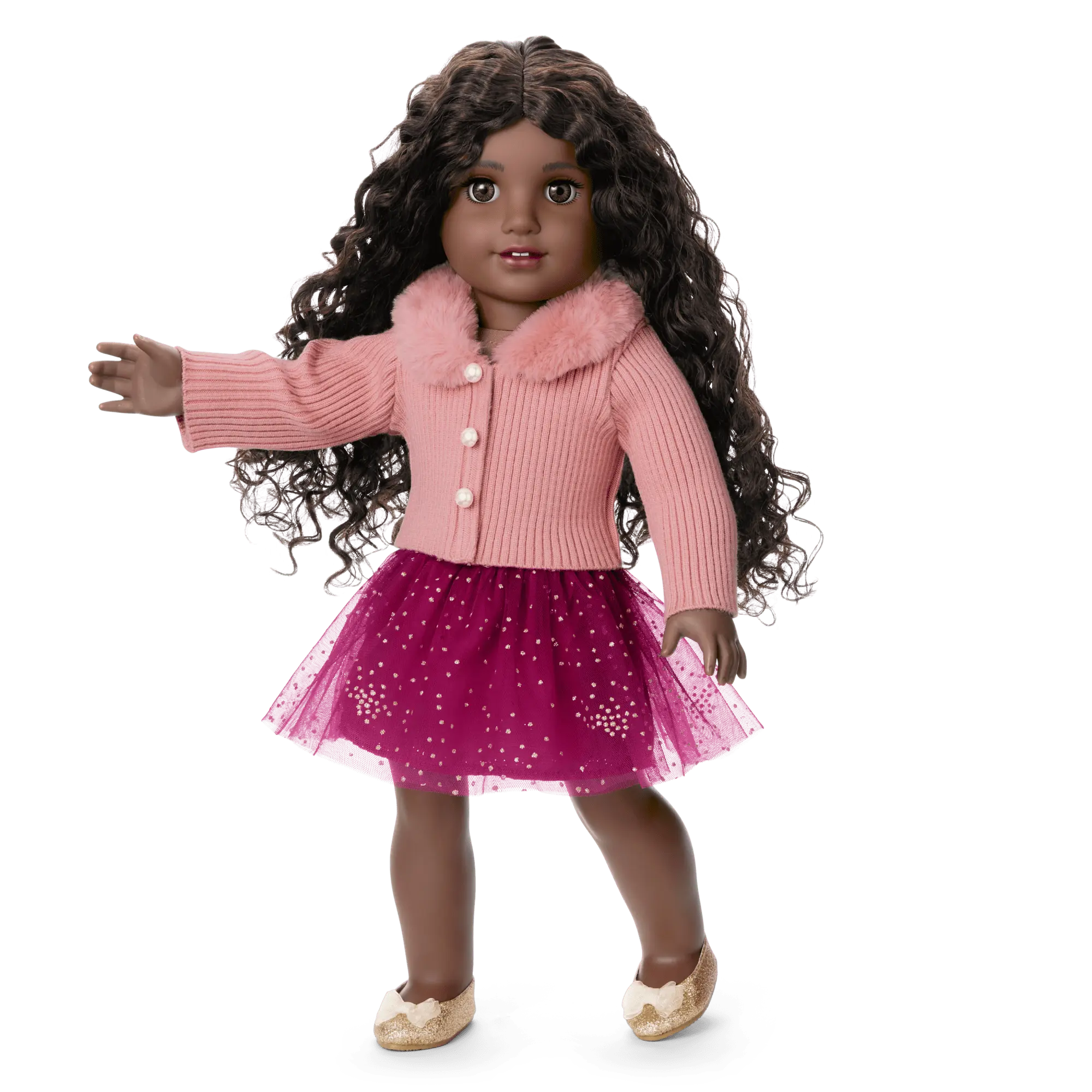 American Girl X Janie And Jack Rosy Ribbed Cardigan For 18-Inch Dolls - Image 2