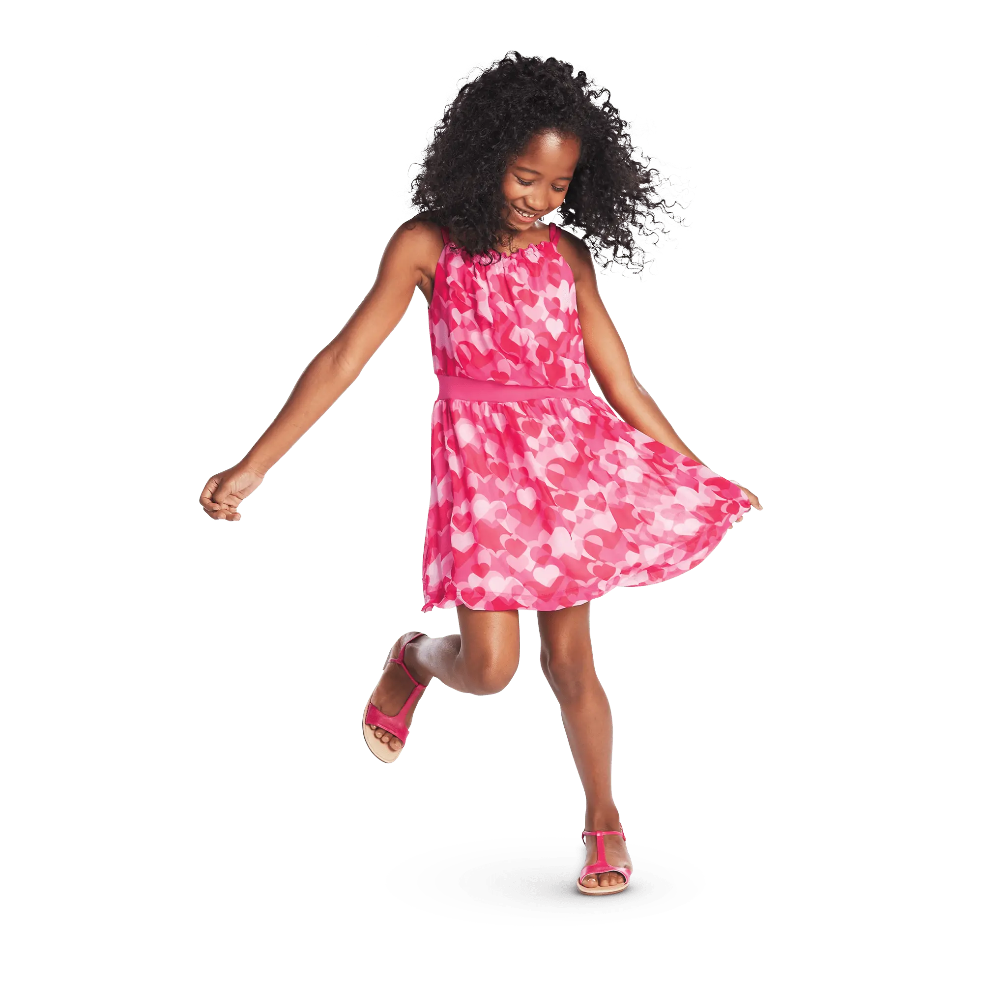 Red Hearts Ruffle Dress For Girls - Image 2
