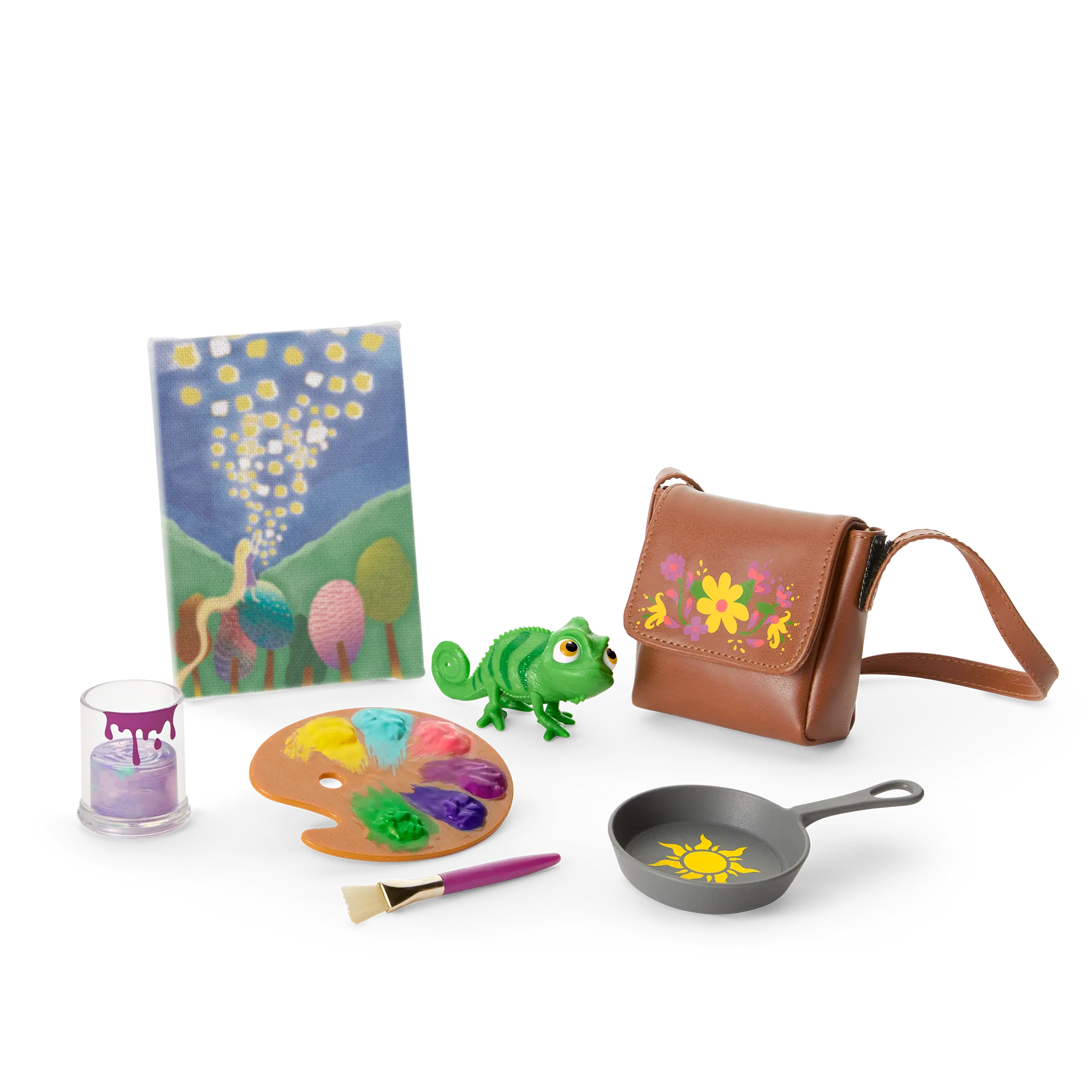 American Girl Disney Princess Rapunzel Painting Accessories & Pascal For 18-Inch Dolls