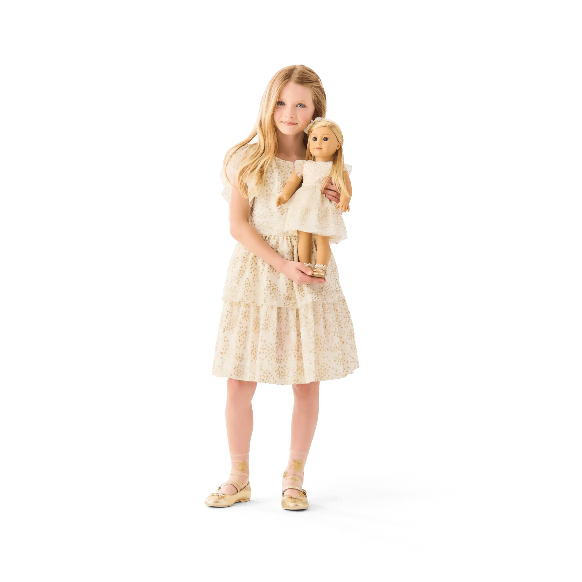 American Girl X Janie And Jack Sparkly Cream Celebration Dress For Girls & 18-Inch Dolls