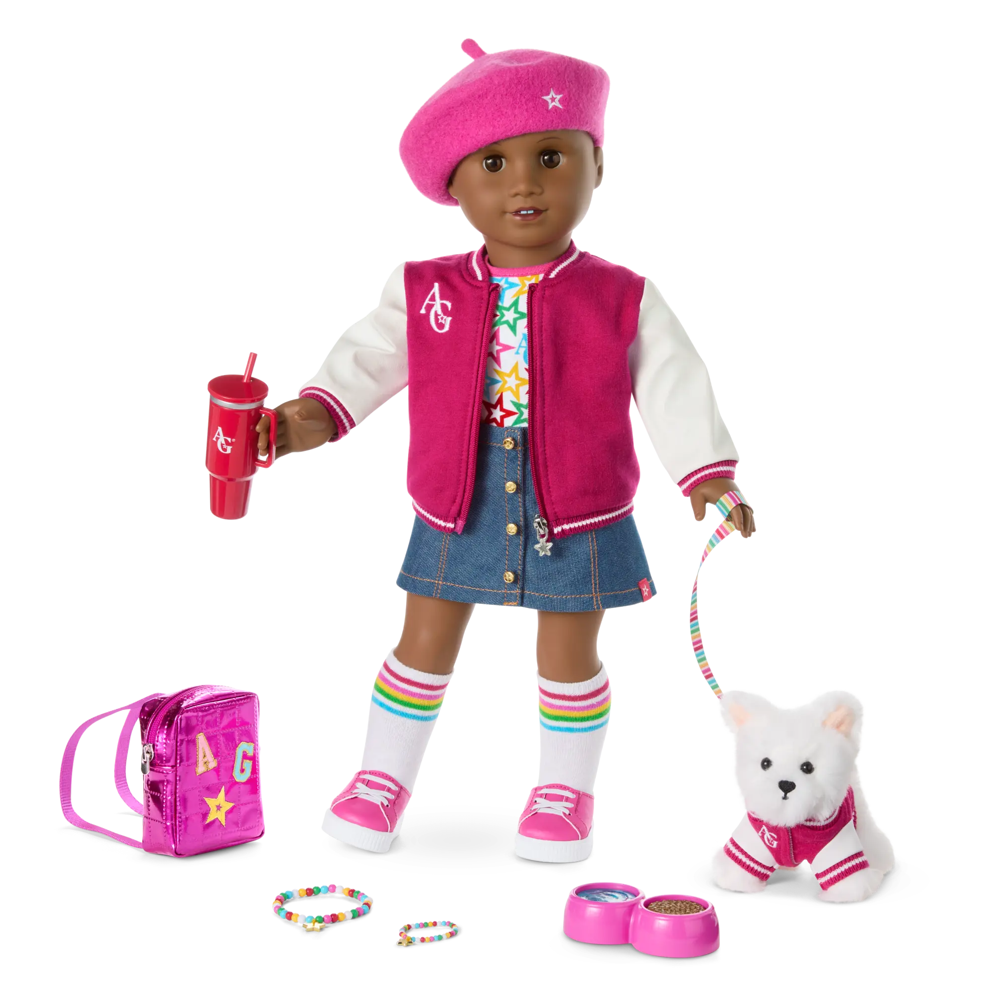 Truly Me 18-Inch Doll #114, Puppy, Mini Backpack & Accessories Ag Star Squad Bundle